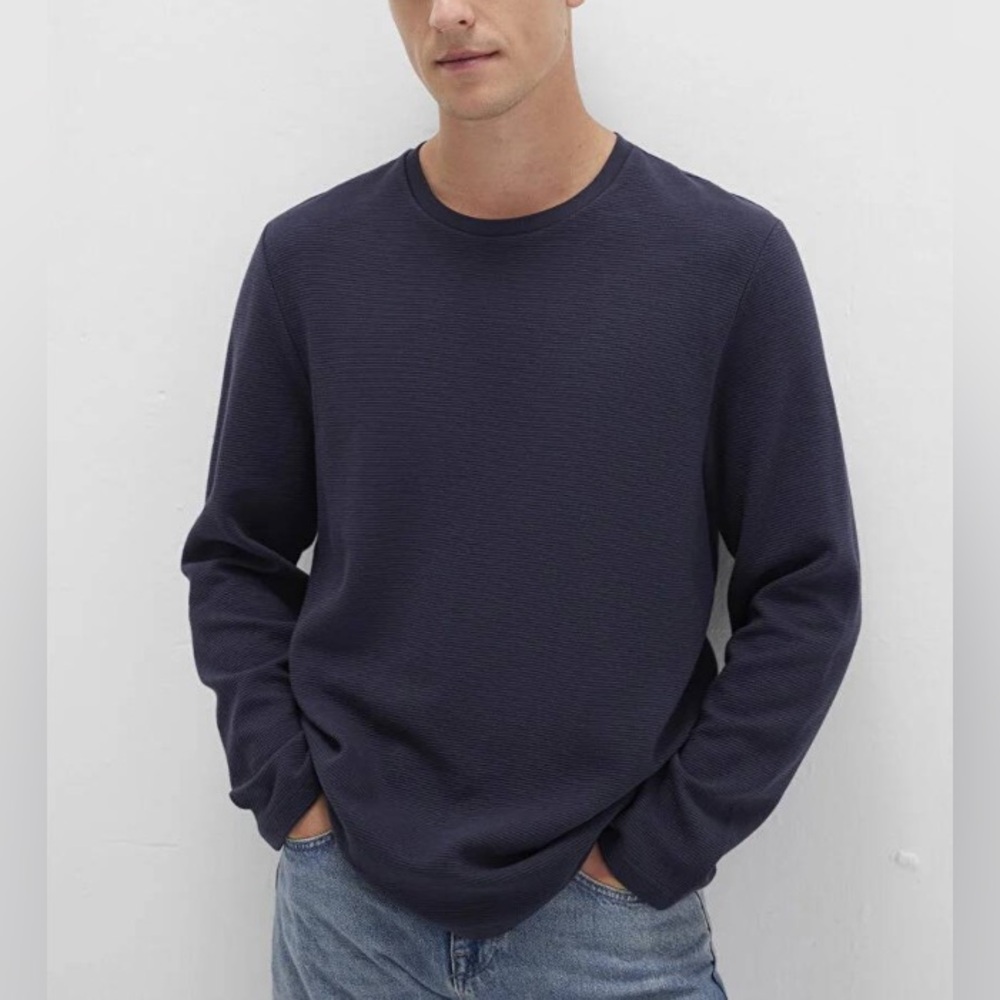 NEW MAVI Basic Crew Neck Long Sleeve Slim Fit Long Sleeve Navy Size Medium